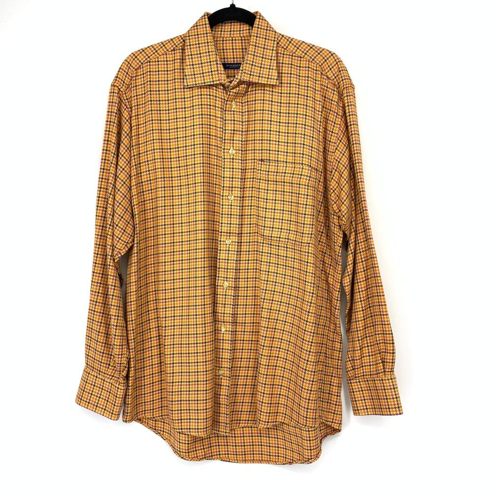 Burberry London Mens Sz M Long Sleeve Multicolor Check Dress Shirt Button Front